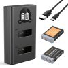 K&F Concept hordozható dupla USB-C akkumulátor CB-2LHE töltő + 2db NB-13L akkumulátor 1250mAh