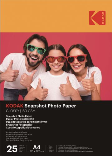 Kodak Snapshot fotópapír, fényes, A4, 21x29,7cm, 180g, 25db