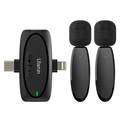 Ulanzi A020GBB1 V6 3-in-1, 2db vezeték nélküli lavalier mikrofon, lighting, usb-c, 3.5mm jack