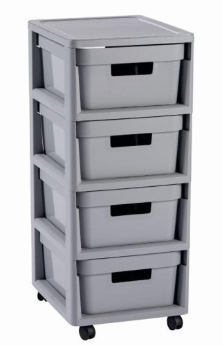 Curver Infinity 4x11L fiókos polc, világos szürke