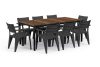 Keter Porto 200 kerti asztal, 8 személyes, 200 x75 x95cm, fekete acél váz, dió