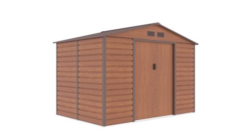 G21 GAH 529 kerti tároló, 5.3m2, 277 x191 x198cm, 117cm széles ajtó, horganyzott acél, barna
