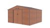 G21 GAH 1085 kerti tároló, 10.9m2, 340 x319 x205cm, 138cm széles ajtó, horganyzott acél, barna
