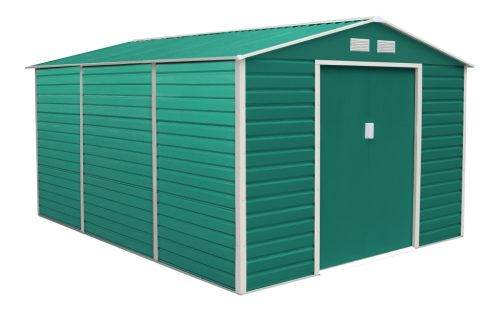 G21 GAH 1300 kerti tároló, 13m2, 340 x382 x205cm, 138cm széles ajtó, horganyzott acél, zöld