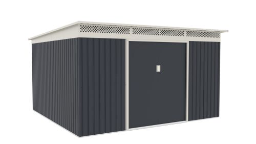 G21 GRAH 1132 kerti tároló, 11.3m2,  340 x333 x191cm, 138cm széles ajtó, horganyzott acél, antracit