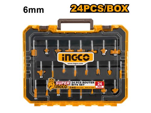 Ingco AKRT24062 Felsőmaró készlet 24 részes 6 mm