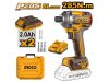 Ingco CIRLI2028E Akkus ütvecsavarozó 1/4" 285 Nm szénkefe nélküli 20 V (2 x 2,0 Ah akku + töltő)