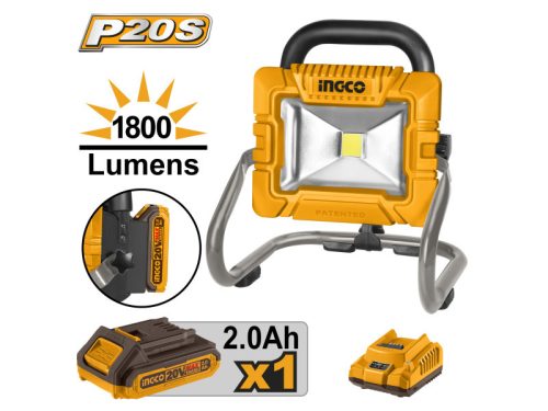 Ingco CWLI20258 Akkus LED reflektor 1800 Lm 20 V (1 x 2,0 Ah akku + töltő)