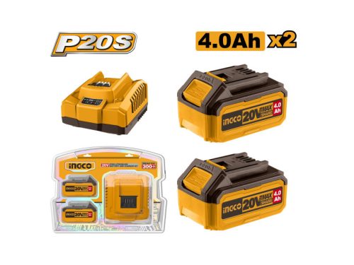 Ingco FBCPK1424E Akkumulátor és töltő szett (2 x 4,0 Ah akku + 4,0 A töltő)