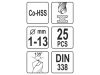 Yato YT-41605 Csigafúró készlet 25 részes 1-13 mm HSS Co