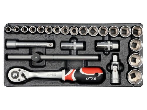 Yato YT-5537 Dugókulcs készlet 24 részes 1/2" 10-32 mm CrV (fiókbetét)