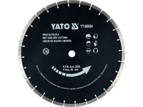 Yato YT-60004 Gyémánt vágókorong 400 x 3,6 x 10,0 x 25,4 mm szegmentált
