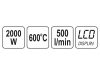 Yato YT-82293 Hőlégfúvó LCD kijelzős + tartozékok 600 °C 2000 W