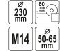 Yato YT-82990 Sarokcsiszoló porelszívó adapter vágáshoz 230 mm