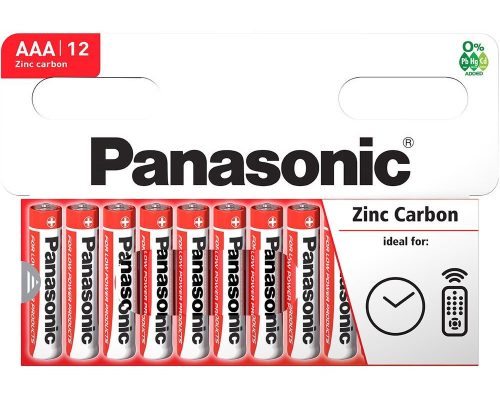 Panasonic Red Zinc AAA mikro ceruza 1.5V cink-mangán tartós elem (12 db/csomag)