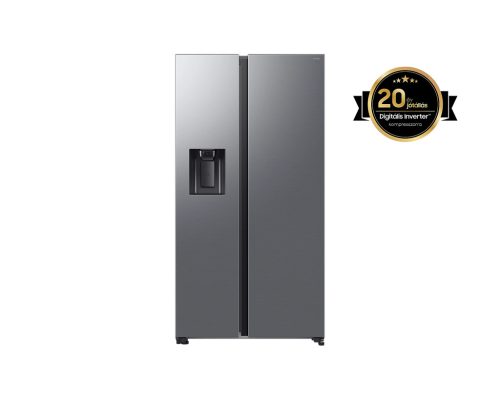 Samsung RS70F64KETEO Side-by-Side hűtőszekrény, 420/220liter, NoFrost, víz- és jégadagoló (vízvezetékes), 36dB, Wi-Fi, matt inox