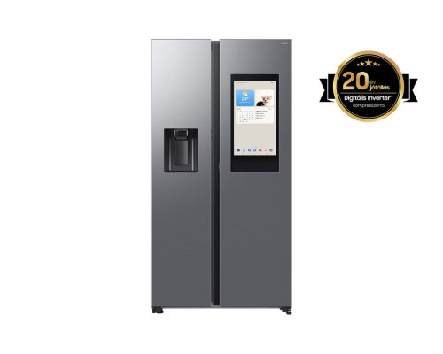 Samsung RS90F66BETEO Side-by-Side hűtőszekrény, 389/225liter, Family Hub, NoFrost, víz- és jégadagoló (vízvezetékes), 34dB, Wi-Fi, matt inox