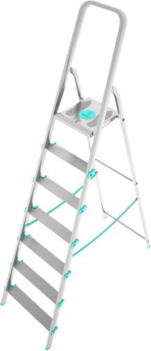 Colombo S107A07W Libellula 6+1 fokos alumínium létra, 129cm, kék