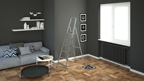 Colombo S109006W Stark acél létra, 5+1 fokos, 129 cm, fekete