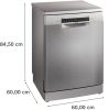 Bosch SMS4EMI06E Serie 4 szabadonálló mosogatógép, 14teríték, 6program, 0.645kWh, 42dB, inox