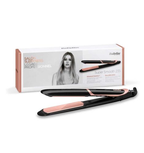 BaByliss ST391E Super Smooth 235 hajvasaló, turmalin-kerámia bevonat, 140 -235°C, ionos, fekete -rózsaarany