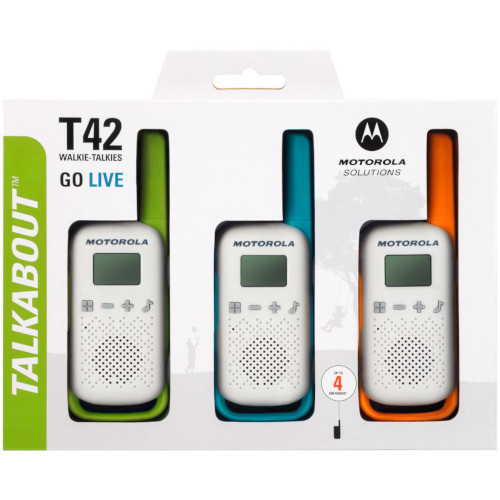 Motorola Talkabout T42 Triple Pack kompakt walkie-talkie, adóvevő 3 db zöld,kék,narancs