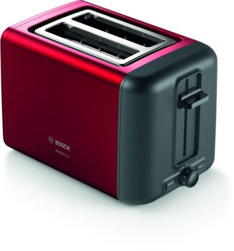 Bosch TAT3P424 2 szeletes kenyérpirító, 970W, zsemlemelegítő, Kiolvasztás funkció, morzsatálca, piros