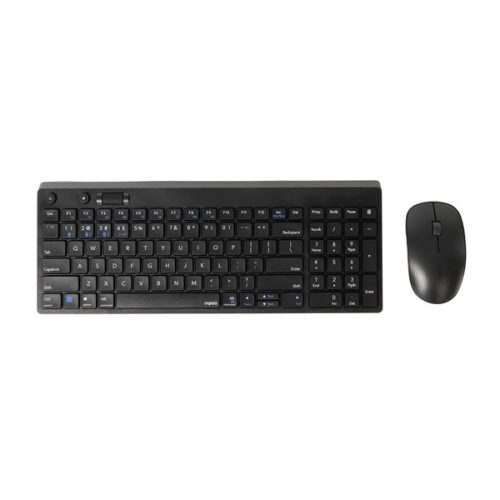 Rapoo 8050T vezeték nélküli billentyűzet és egér szett, multi-mode (BT 3.0, 4.0 és 2.4 GHz), fekete (00192502)