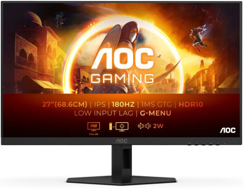AOC 27G4XE Gaming monitor Full HD IPS LED, 27" (69cm), 180Hz, 16:9, 300cd/m2, 1ms, 2db HDMI /DisplayPort, hangszóró