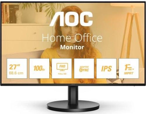 AOC 27B3HA2 Full HD IPS LED monitor, 27" (69cm), 100Hz, 16:9, 250cd/m2, 14ms, VGA/HDMI, hangszóró, 100Hz