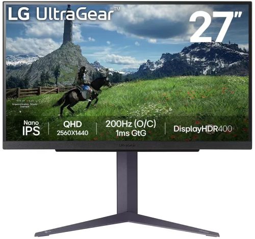 LG Gaming 200Hz Nano IPS monitor 27" 27GS85Q, 2560x1440, 16:9, 400cd/m2, 1ms, 2xHDMI/DisplayPort/3xUSB, Pivot