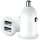 BLACKBIRD Autós Szivargyújtós Adapter 2xUSB + beépített Micro USB kábel, Fehér