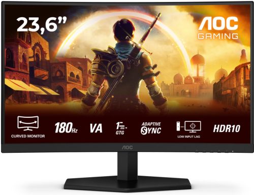 AOC C24G42E Gaming monitor ívelt, Full HD VA LED, 23.6" (60cm), 180Hz, 16:9, 250cd/m2, 0.5ms, 2db HDMI /DisplayPort, hangszóró