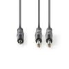 Nedis COTH23200GY15 félprofi audio kábel, 3,5mm sztero jack dugó - 2 x 6,35mm mono jack dugó, hossz 1.5m, rugalmas