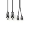 Nedis COTH23320GY50 félprofi audio kábel, 2 x 6,35mm mono jack dugó - 2 X RCA dugó, hossz 5m, rugalmas