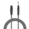 Nedis COTH15120GY50 audio kábel, félprofi, 6.3mm mono jack dugó - 3p XLR aljzat, 5m