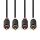 Nedis CABW24200AT50 sztereo audió kábel 2x RCA férfi, 2x RCA férfi, Aranyozott, 5 m , kerek, Antracit