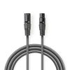 Nedis COTH15012GY50 DMX adapter kábel, XLR 3 tűs dugó, XLR 3 tűs anya, Nikkelezett, 5 m, kerek, PVC, Sötétszürke