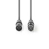 Nedis COTH15012GY50 DMX adapter kábel, XLR 3 tűs dugó, XLR 3 tűs anya, Nikkelezett, 5 m, kerek, PVC, Sötétszürke