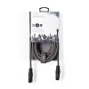 Nedis COTH15012GY50 DMX adapter kábel, XLR 3 tűs dugó, XLR 3 tűs anya, Nikkelezett, 5 m, kerek, PVC, Sötétszürke