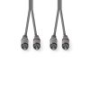 Nedis COTH24200GY50 sztereo audio kábel, 2x RCA dugó, 2x RCA dugó, Nikkelezett, 5 m, rugalmas