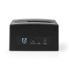 Nedis HDDUSB3210BK HDD / SSD dokkoló, USB 3.2 Gen1, USB Type-A, 2 fiókos, 2,5 / 3,5", USB 3.2 Gen1