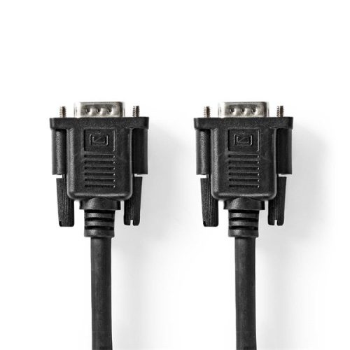 Nedis CCGP59100BK20, VGA kábel, VGA dugó VGA anya Nikkelezett Maximális felbontás:1280x800 2,00 m Kerek ABS fekete