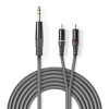 Nedis COTH23300GY30 audio kábel, félprofi, 6.3mm sztereo jack dugó - 2 xRCA dugó, 3m