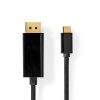Nedis CCGL64352BK20 USB-C - Display Port kábel, USB3.2 Gen 1, 4K@60Hz, 2méter