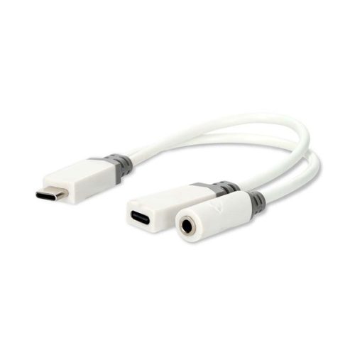 Nedis CCBW64922WT01 USB-C audio adapter, DAC, 48 kHz, USB C dugó - USB-C aljzat, 3,5 mm sztereo jack aljzat, 60W