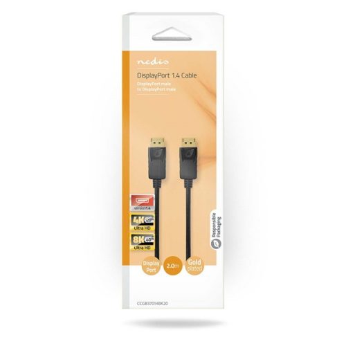 Nedis CCGB37014BK20 DisplayPort 1.4 kábel, 8K@60Hz, 32.4Gbps, 2m