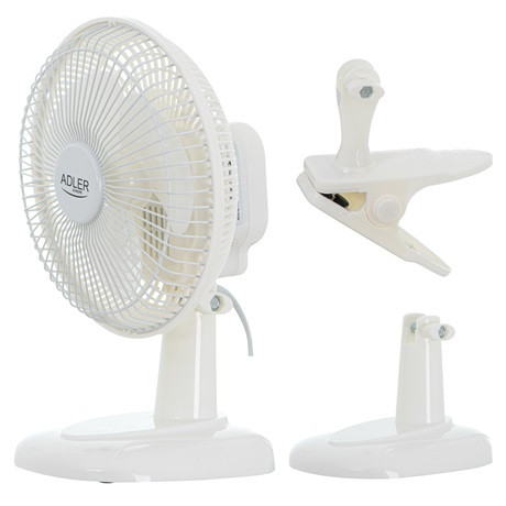 Adler AD7317 csíptethető ventilátor, 15cm, 15Watt, 46dB, fehér