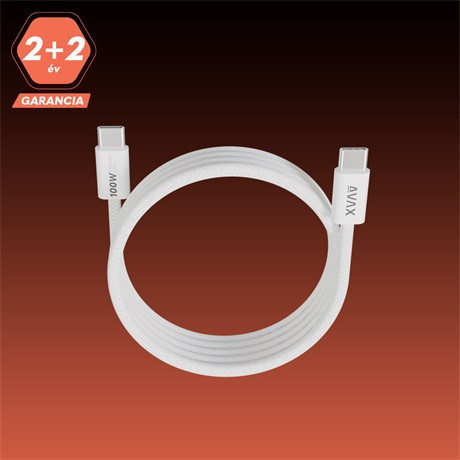 Avax CB610W Töltőkábel USB-C 100w, Mágneses, Fehér