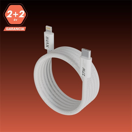 Avax CB611W Töltőkábel USB-C - Lightning 27w, Mágneses, Fehér